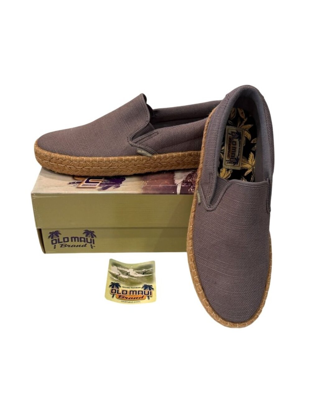 Old Maui Brand Mens Raffia Cove Grey Casual Shoe Slip Ons Size 8.5 NIB